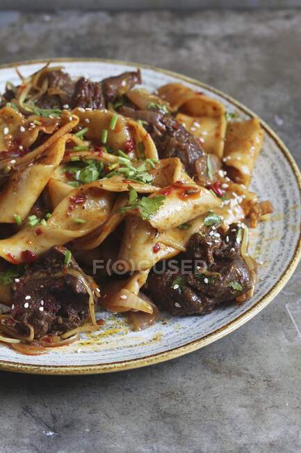Pappardelle with beef ragout — Stock Photo