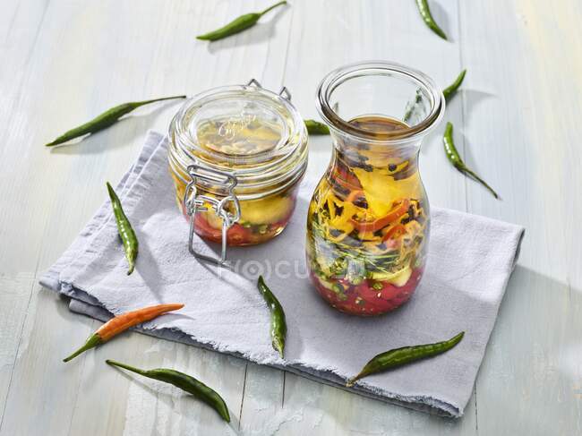 Pickled vegetables in spicy oil — Stock Photo