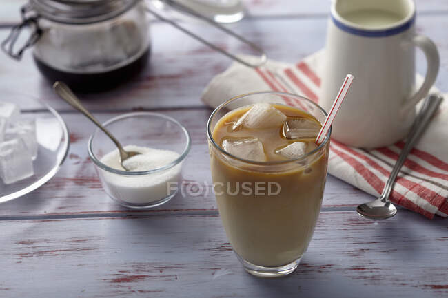 Vanilla and almond iced coffee — Stock Photo