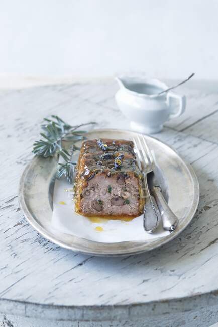 Meat terrine with lavender — Stock Photo