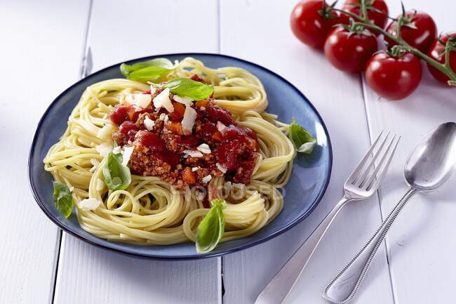 Spaghettis la bolognaise with Fel — стоковое фото