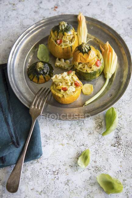 Zucchini filled with pasta — Stock Photo