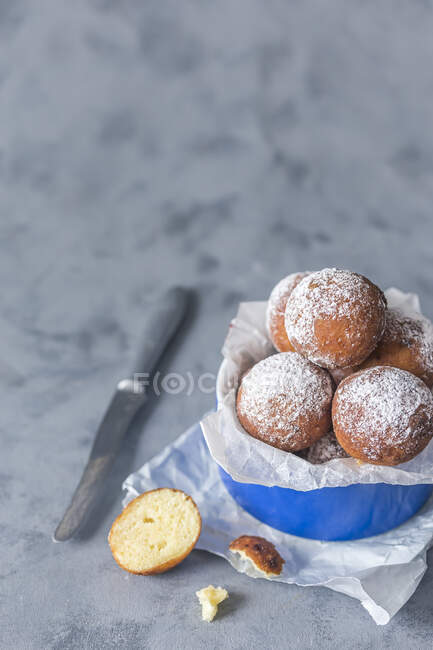 Mini doughnuts with icing sugar — Stock Photo