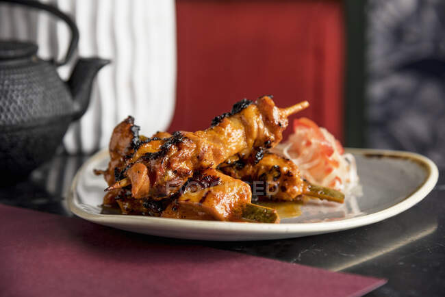 Filipino style grilled chicken skewers — Stock Photo