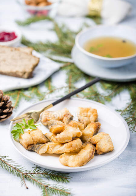 Fried carp for Christmas — Stock Photo