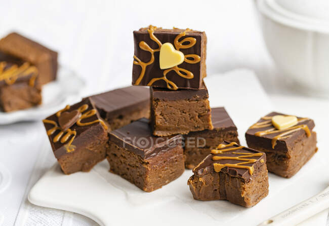 Biscoff chocolate fudge close-up view — Stock Photo