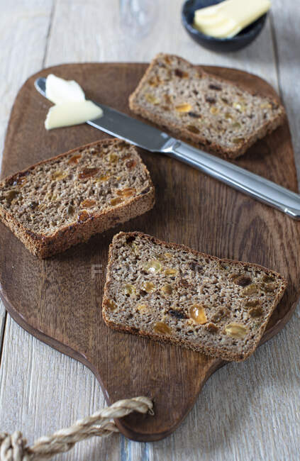 Rye Sourdough Bread with Raisins — Stock Photo