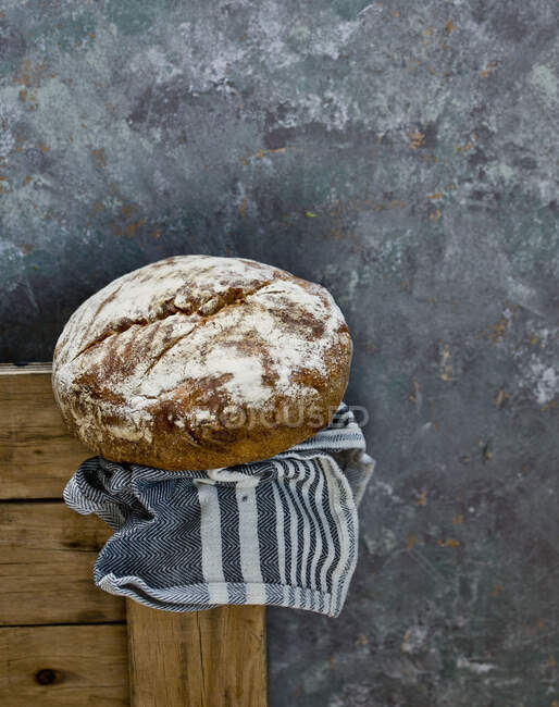 Крупный план вкусного хлеба на бетоне — стоковое фото
