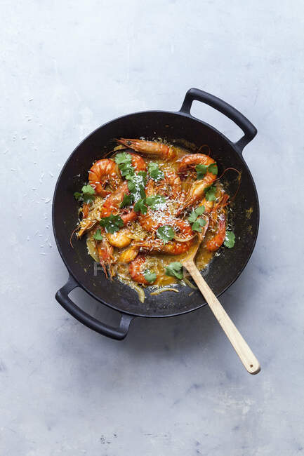 Crevette curry vue rapprochée — Photo de stock