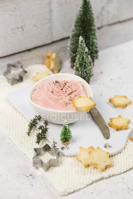 Pate of cooked ham and fresh ricotta for aperitif — Stock Photo