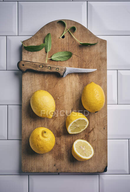 Citrons et sauge vue rapprochée — Photo de stock
