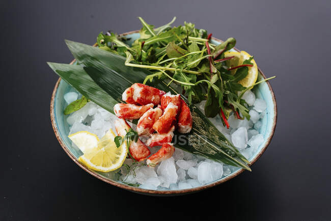 Rei caranguejo sashimi close-up vista — Fotografia de Stock