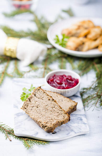 Chicken pate for Christmas — Stock Photo