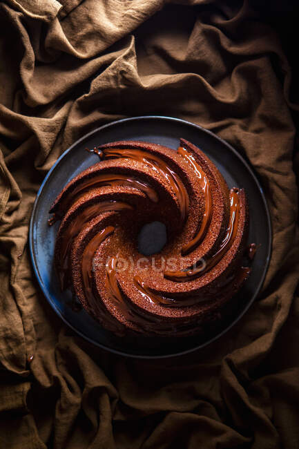 Chocolat gâteau vue dessus — Photo de stock