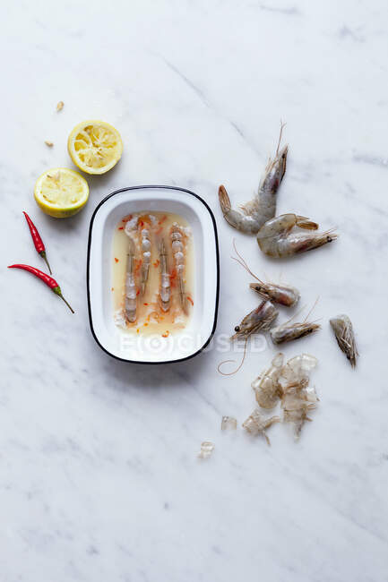 Carpaccio de crevettes vue rapprochée — Photo de stock