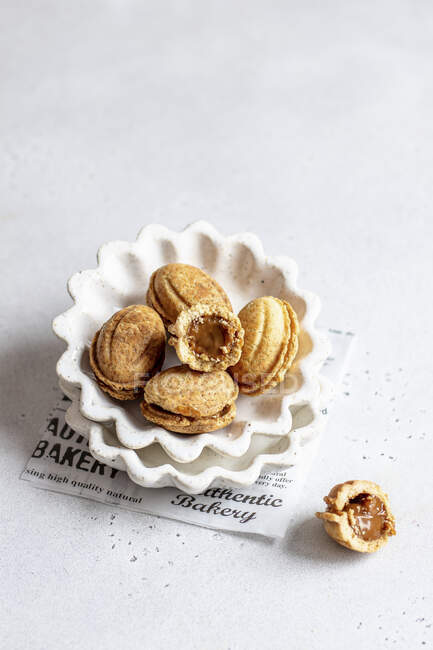 Ореховое печенье укусы крупным планом — стоковое фото