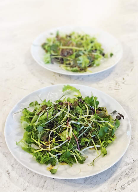 Salat auf dem Teller Nahaufnahme — Stockfoto