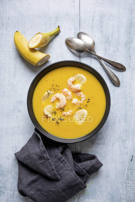 Banana soup with prawns — Foto stock