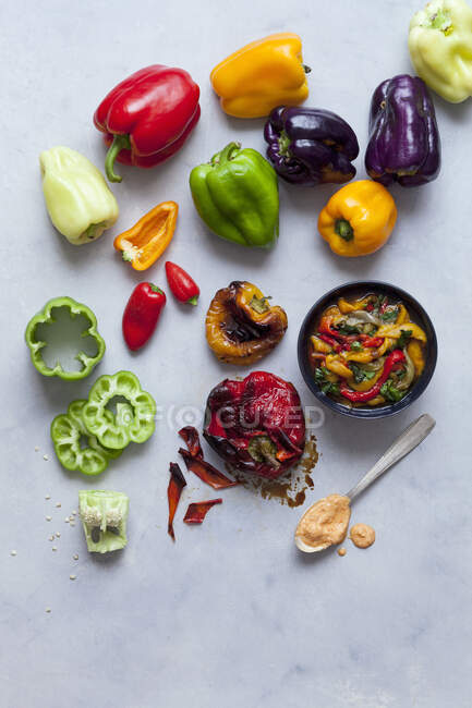Baked and marinated peppers — Stock Photo