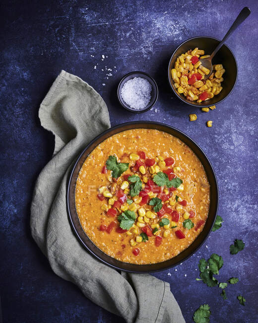 Sweetcorn and pepper soup — Photo de stock
