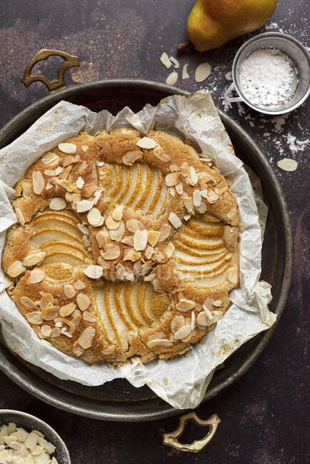 Gluten free Vegan Almond Pear Cake — Stock Photo