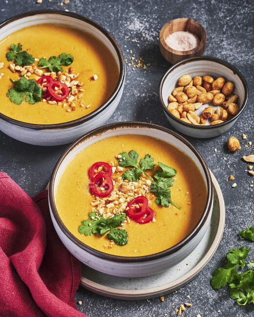 Pumpkin and peanut soup — Foto stock