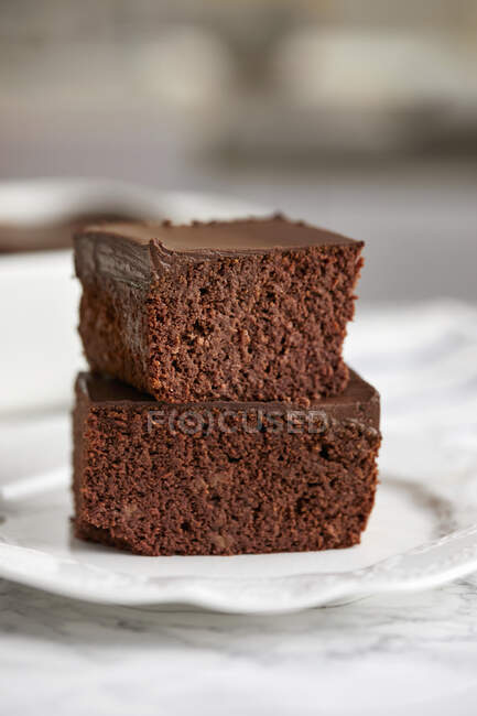 Beetroot chocolate brownie, dairy free, low carb — Stock Photo