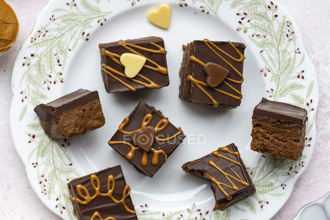 Biscoff chocolate fudge close-up vista — Fotografia de Stock