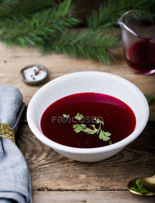 Barszcz - Traditionelle polnische Rote-Bete-Suppe — Stockfoto
