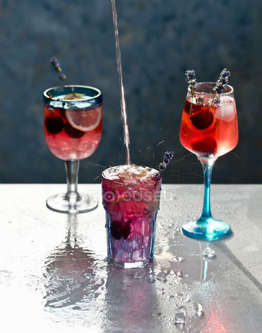 Drinks with cherries close-up view — Stock Photo