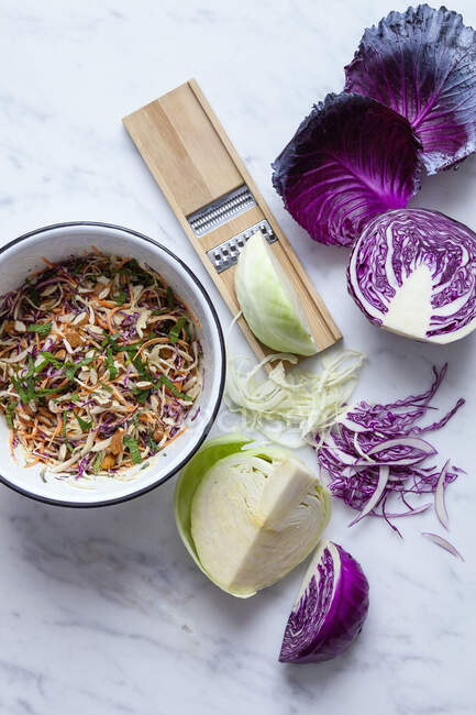 Red and white cabbage coleslaw — Stock Photo