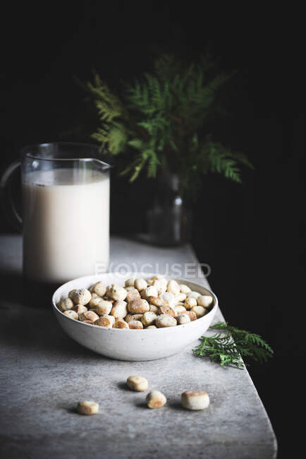 Pasteles tradicionales de Navidad lituanos y leche de semilla de amapola - foto de stock
