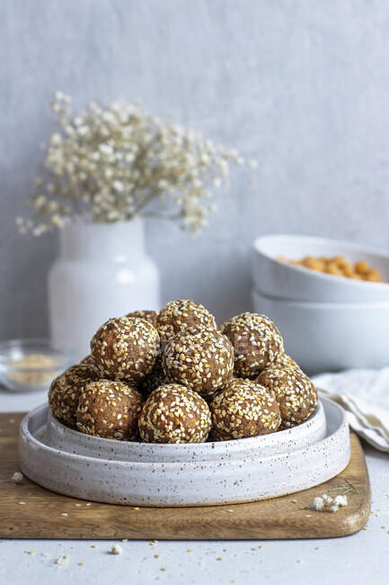 Chickpea energy balls close-up view — Stock Photo