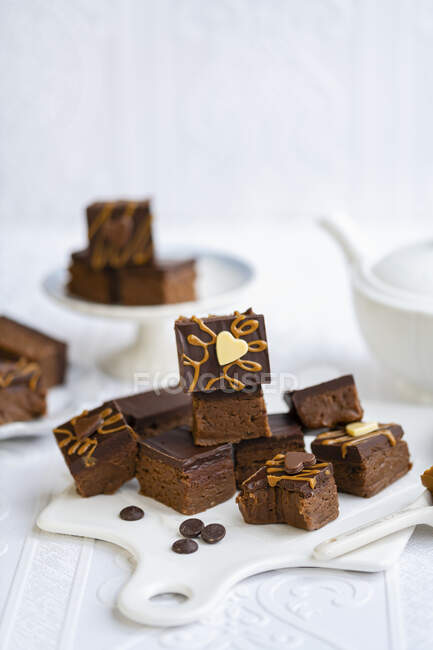 Biscoff chocolate fudge close-up vista — Fotografia de Stock