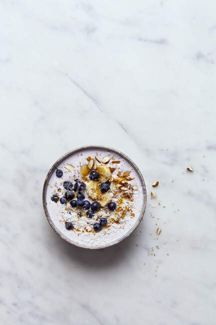 Blueberry Smoothie Bowl with Bananas — Stock Photo