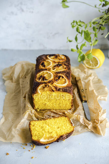 Lemon cake top view — Stock Photo