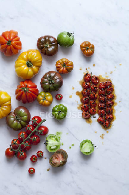 Різноманітність помідорів крупним планом — стокове фото