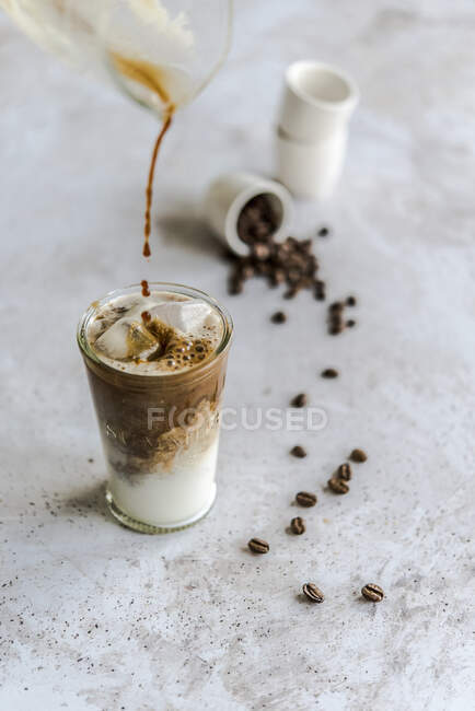 Iced coffee in glass — Stock Photo