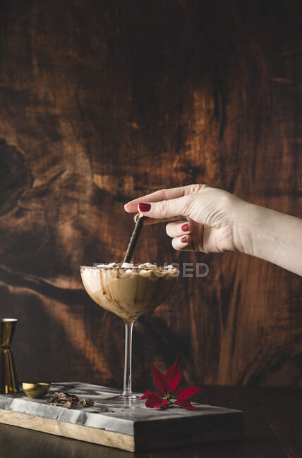 Martini al cioccolato con mini marshmallow — Foto stock
