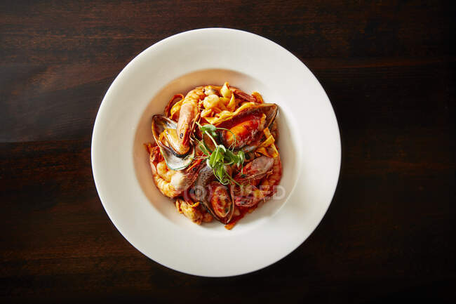 Pasta pescatore with seafood — Foto stock