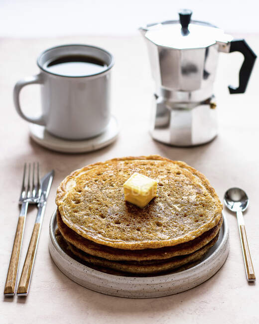 American pancakes with butter — Stock Photo