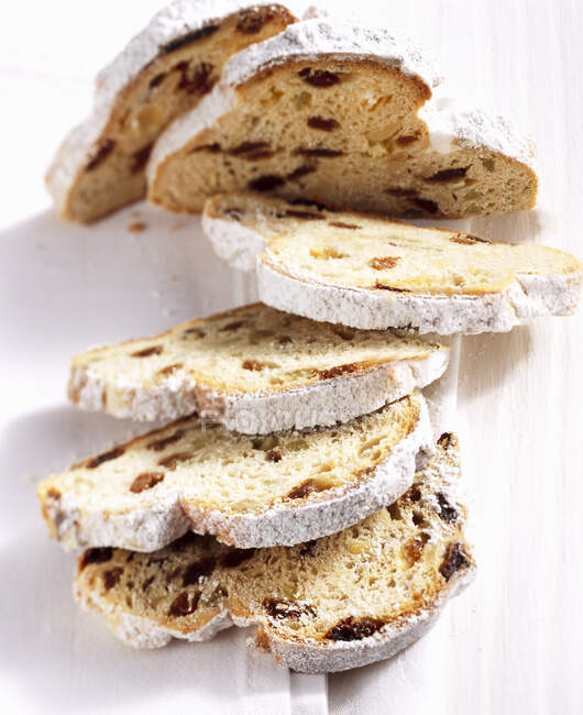 Stollen cake with dried fruit and nuts — Stock Photo