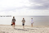 Amigos masculinos caminando hacia el mar - foto de stock