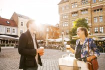 Cheerful couple looking at each other — Stock Photo