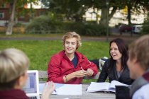 Young students discussing — Stock Photo