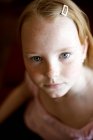 High angle portrait view of preteen girl with freckles — Stock Photo