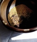 Mustard seeds in container — Stock Photo