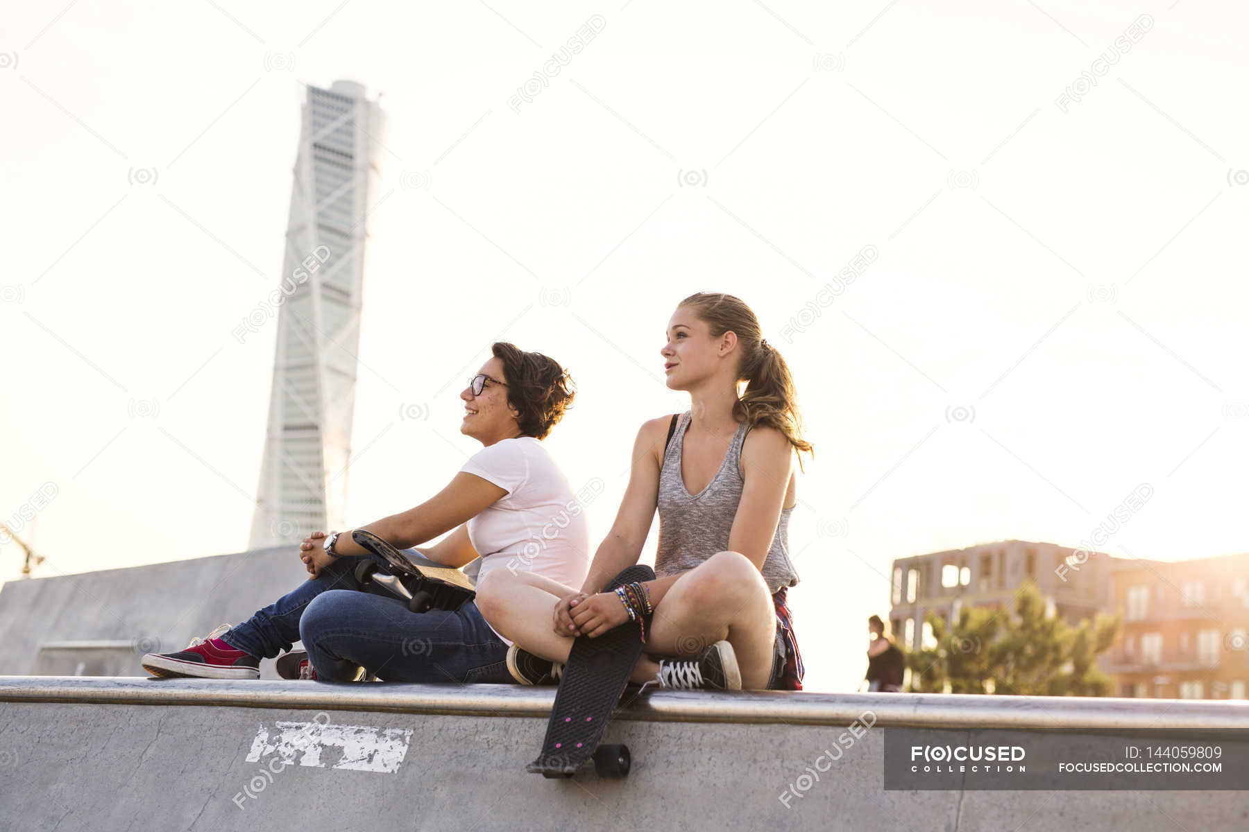 Teenage girls with skateboards — park, friendship - Stock Photo ...