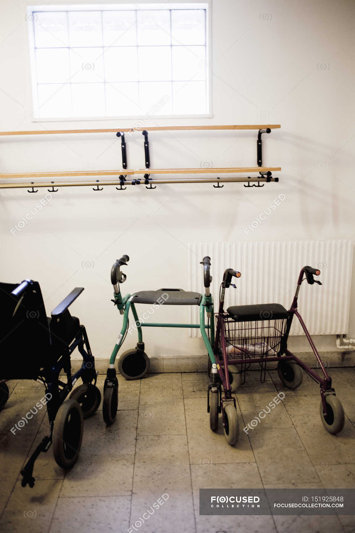 Rollators And Wheelchair In Room — Transportation, Nobody - Stock Photo ...