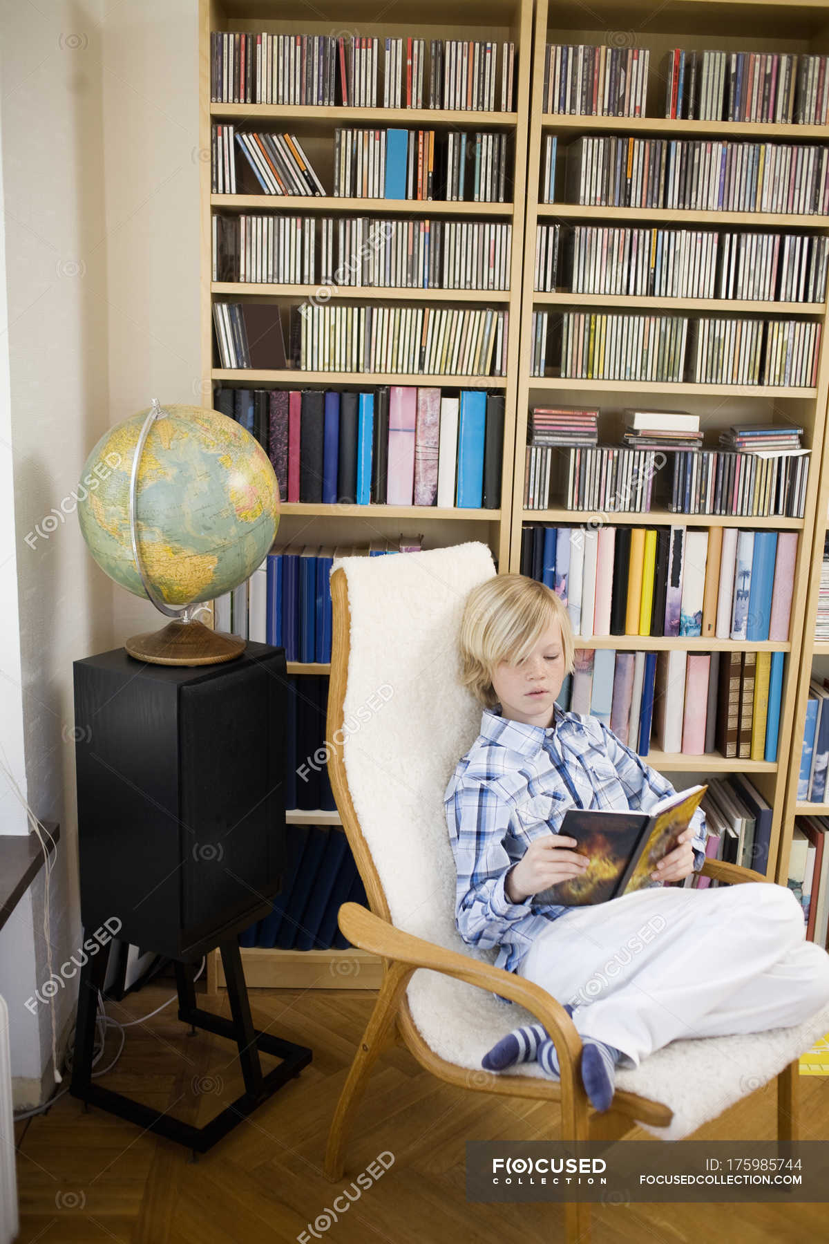 chair in front of bookcase